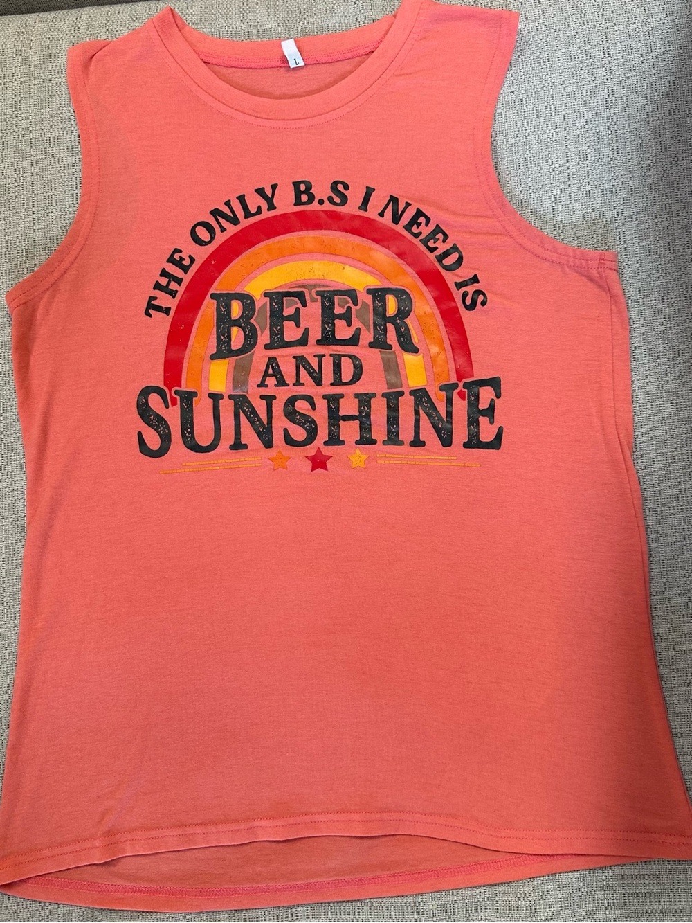Coral Graphic Tank - 'Beer and Sunshine' Rainbow Print
